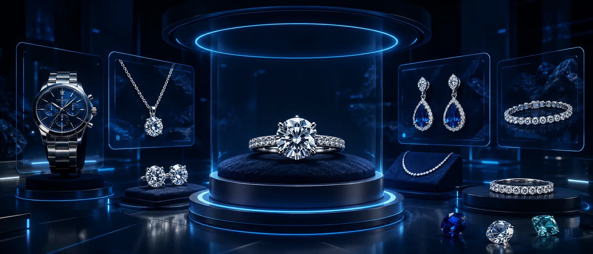 Luxury jewellery collection on display